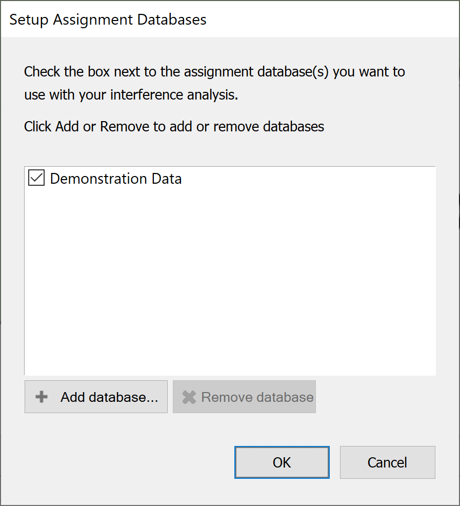 Assignment Databases Dialog