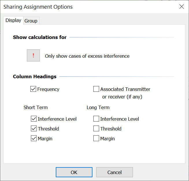 Sharing Assignment Options Dialog