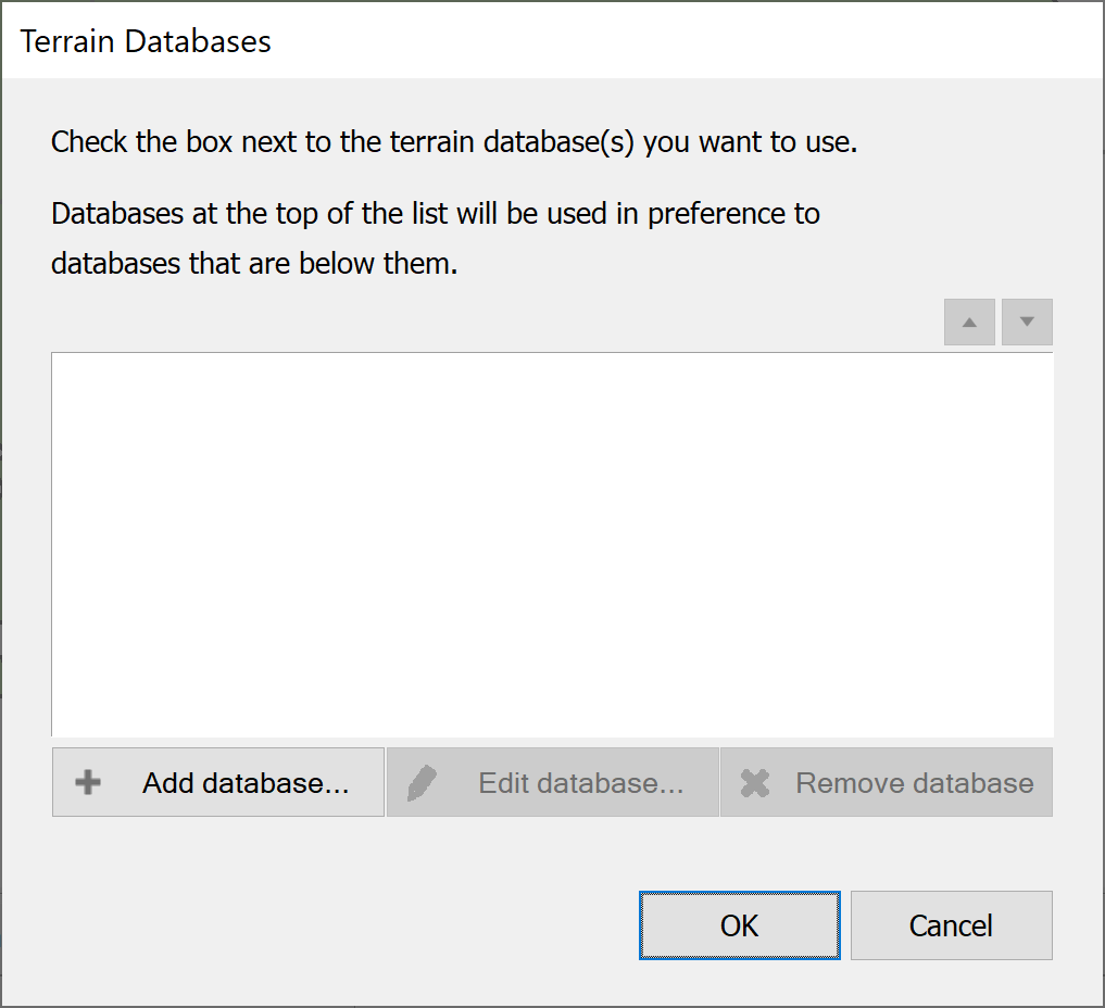 Terrain Databases Dialog