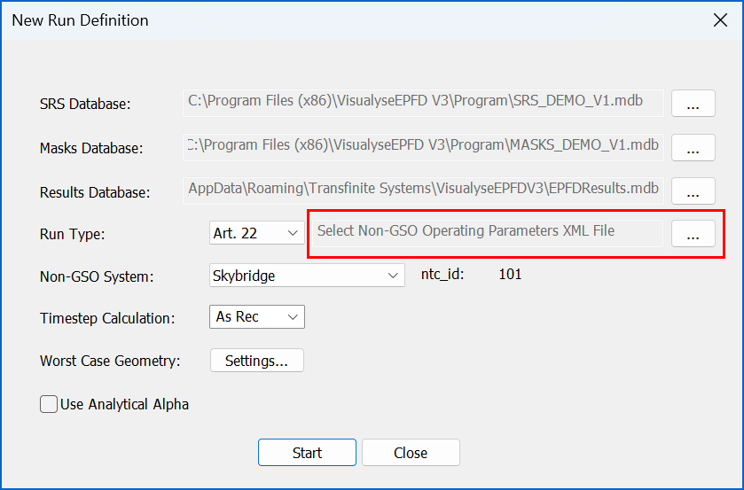 Figure 29: New Run Definition Dialog With Extra Option