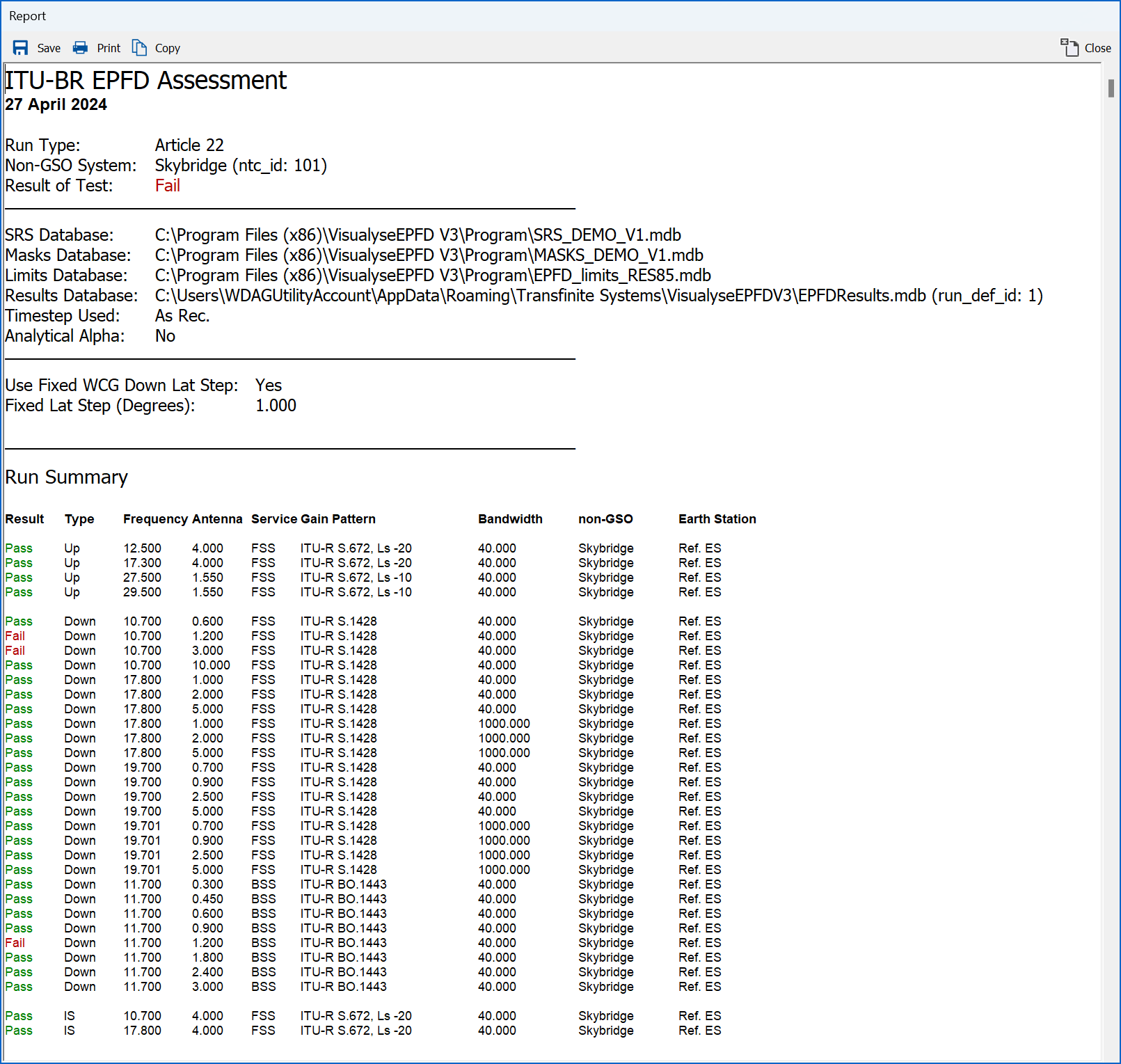 Figure 11: Report window