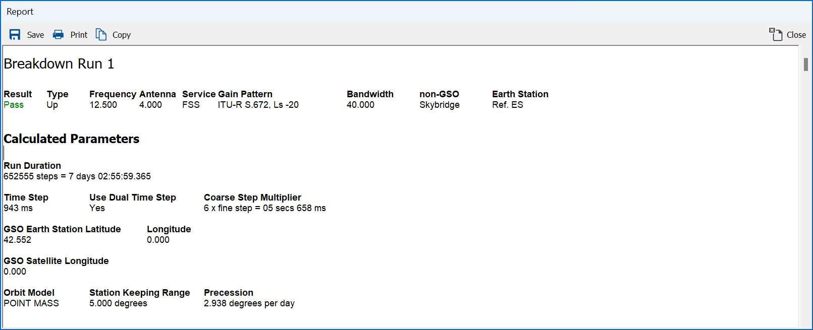 Figure 12: Report window showing different sections of a complete result