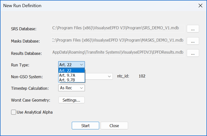 Figure 3: Selecting Run Type