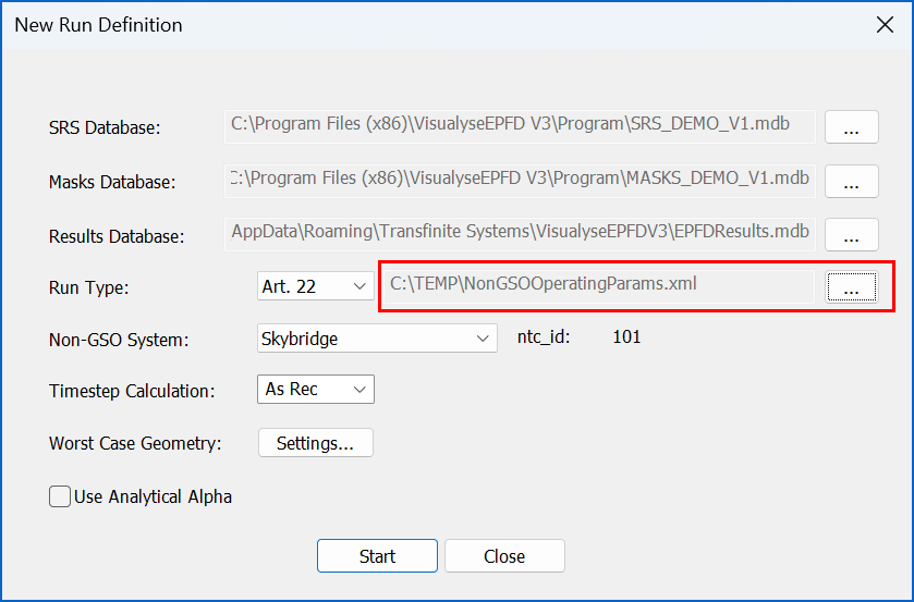 Figure 31: New Run Definition Dialog With Valid File