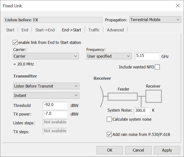 Listen before transmit Link Options