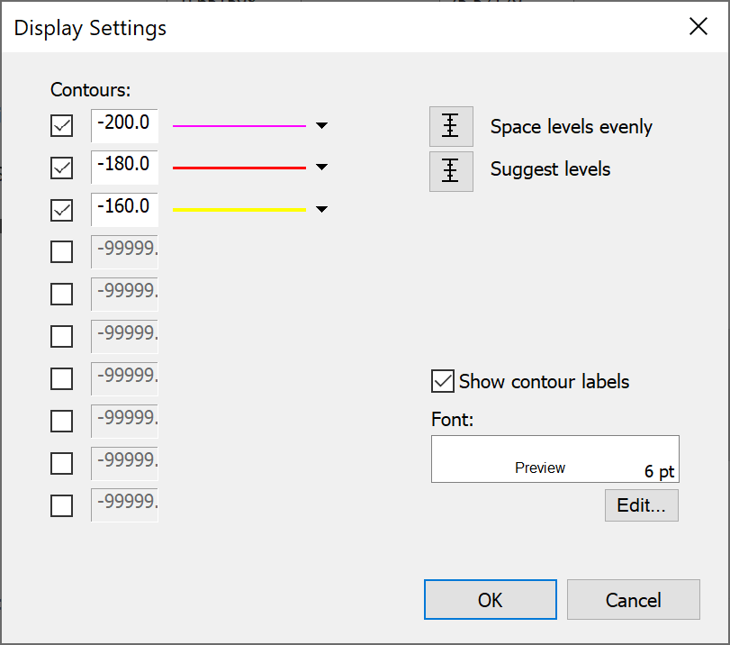 Contour Display Settings