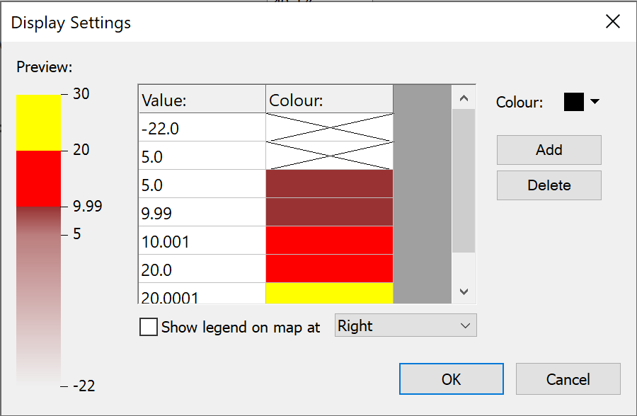 MRCC Coverage Display Settings