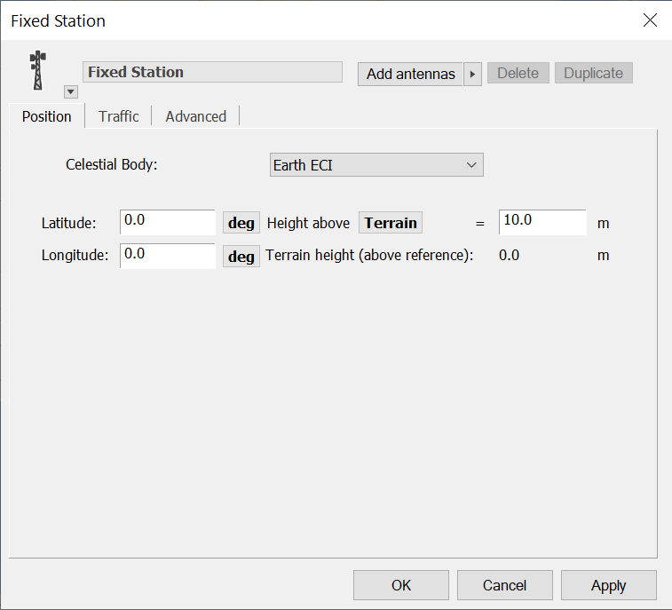 Fixed Terrestrial Station Dialog