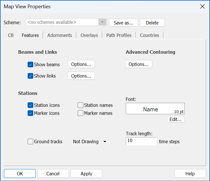 Map View Properties Features Tab