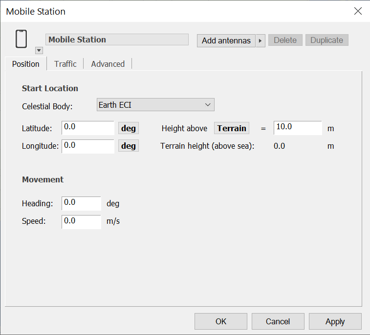 Mobile Station Position Tab