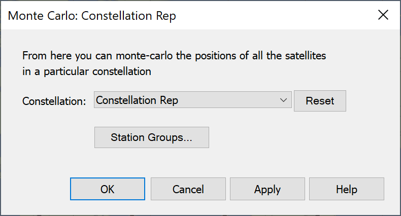 Define Monte Carlo Constellation dialog