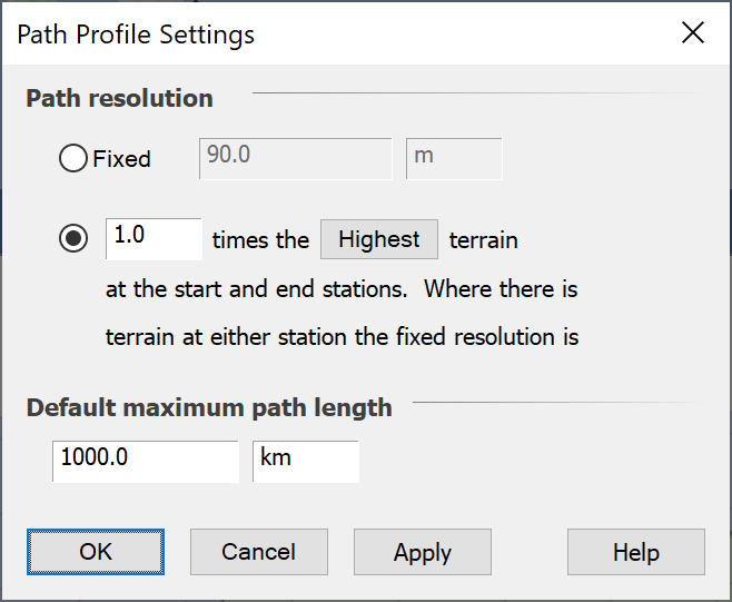 Path Profile Settings