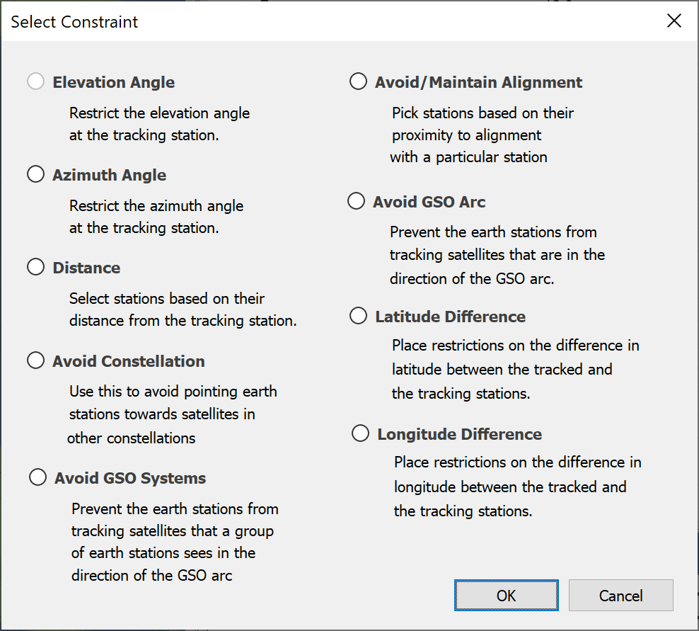 Tracking Strategy Constraint Types