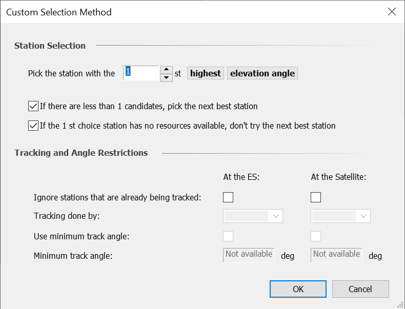 Tracking Strategy – Custom Selection Method