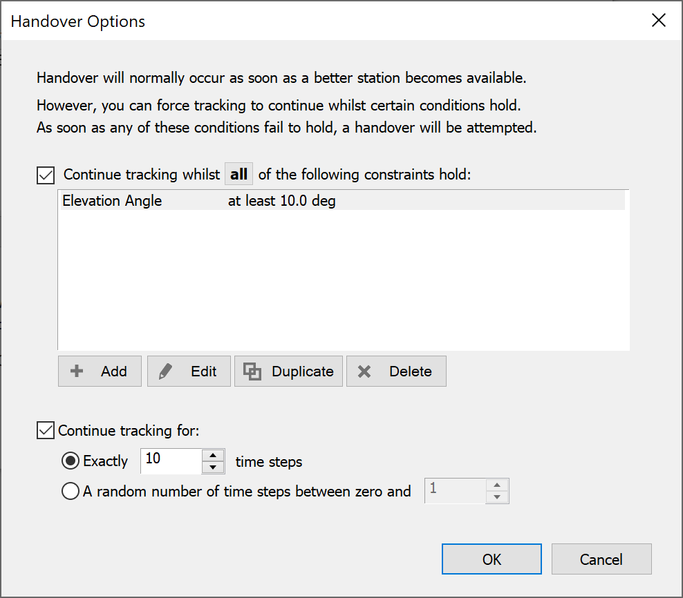 Tracking Strategy Handover Options