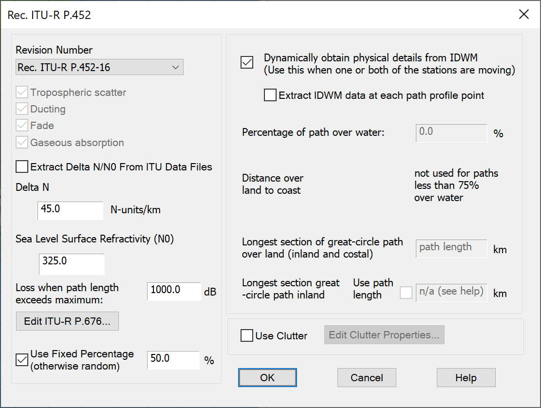 Configuring the Propagation Model in ITU-R Rec.P.452