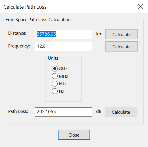 Calculate Path Loss - VisTools