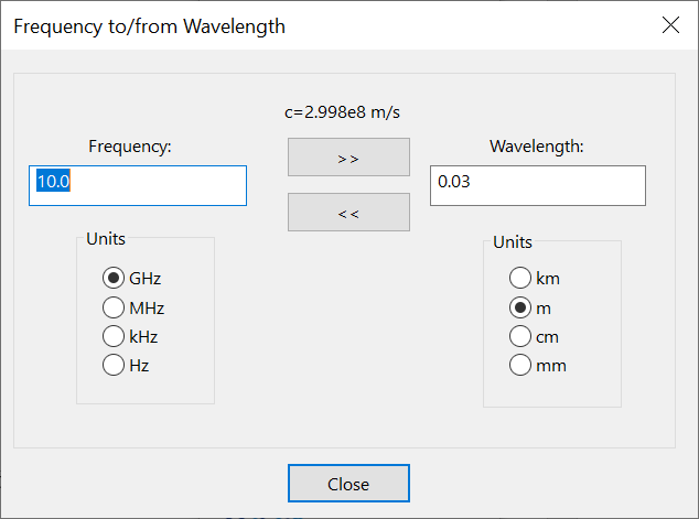 Frequency to/from Wavelength