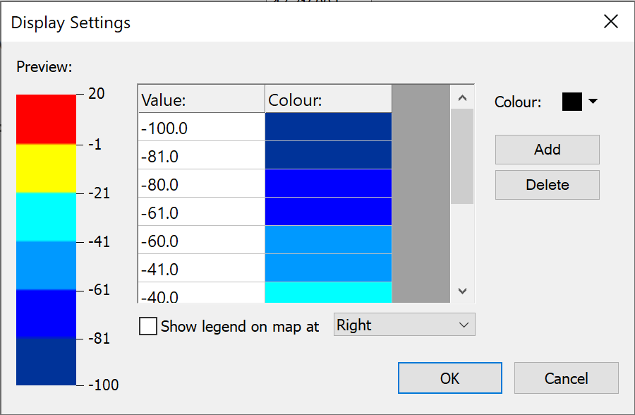 ESV Interference Area Display Settings