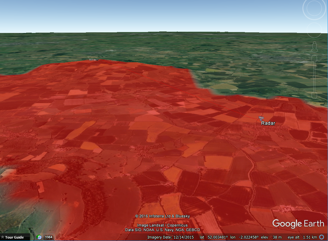 Radar and Wind Farms Line of Sight - Google Earth