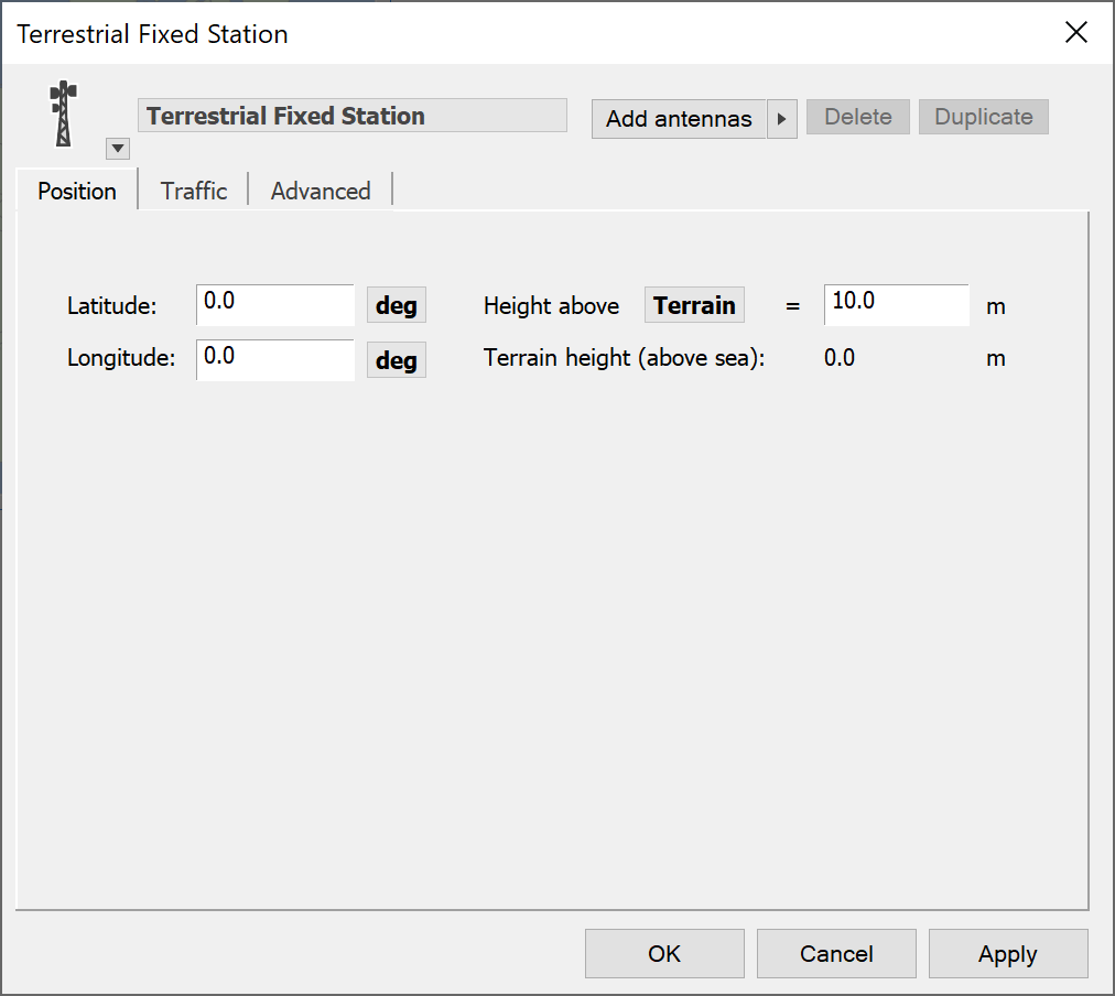 Fixed Terrestrial Station Dialog