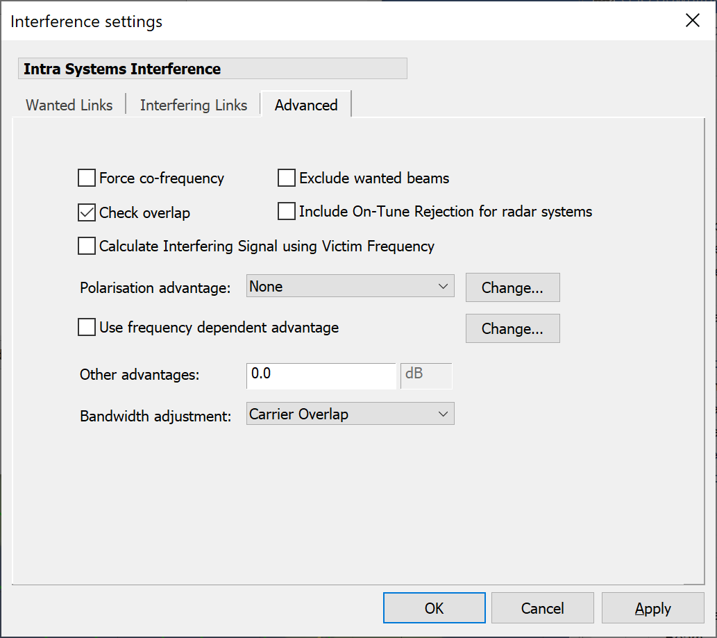 Interference Path –Advanced Tab