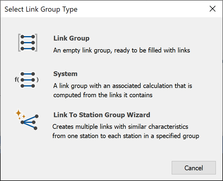 Link Group Type Selection Dialog