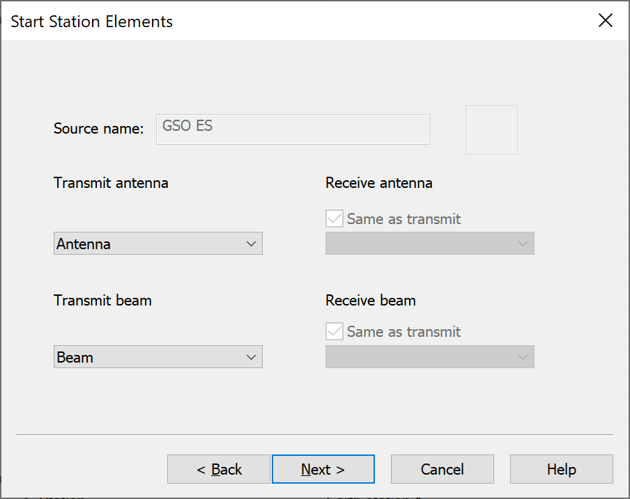 Link Group Wizard Select Start Station, Antenna and Beams