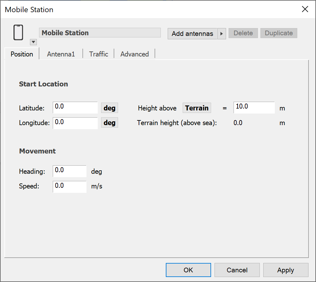 Mobile Station Position Tab