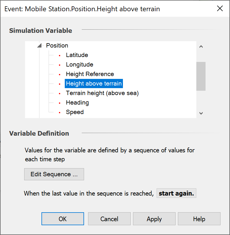 Sequence Variable dialog