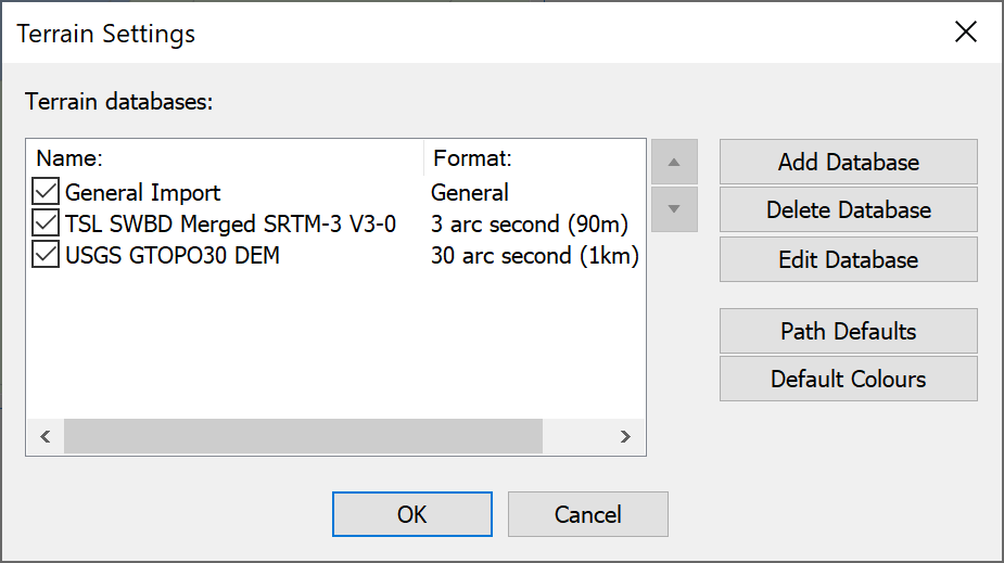 Terrain Settings dialog