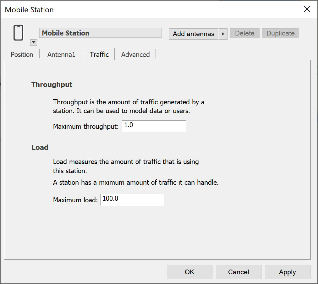 Mobile Station Traffic Tab