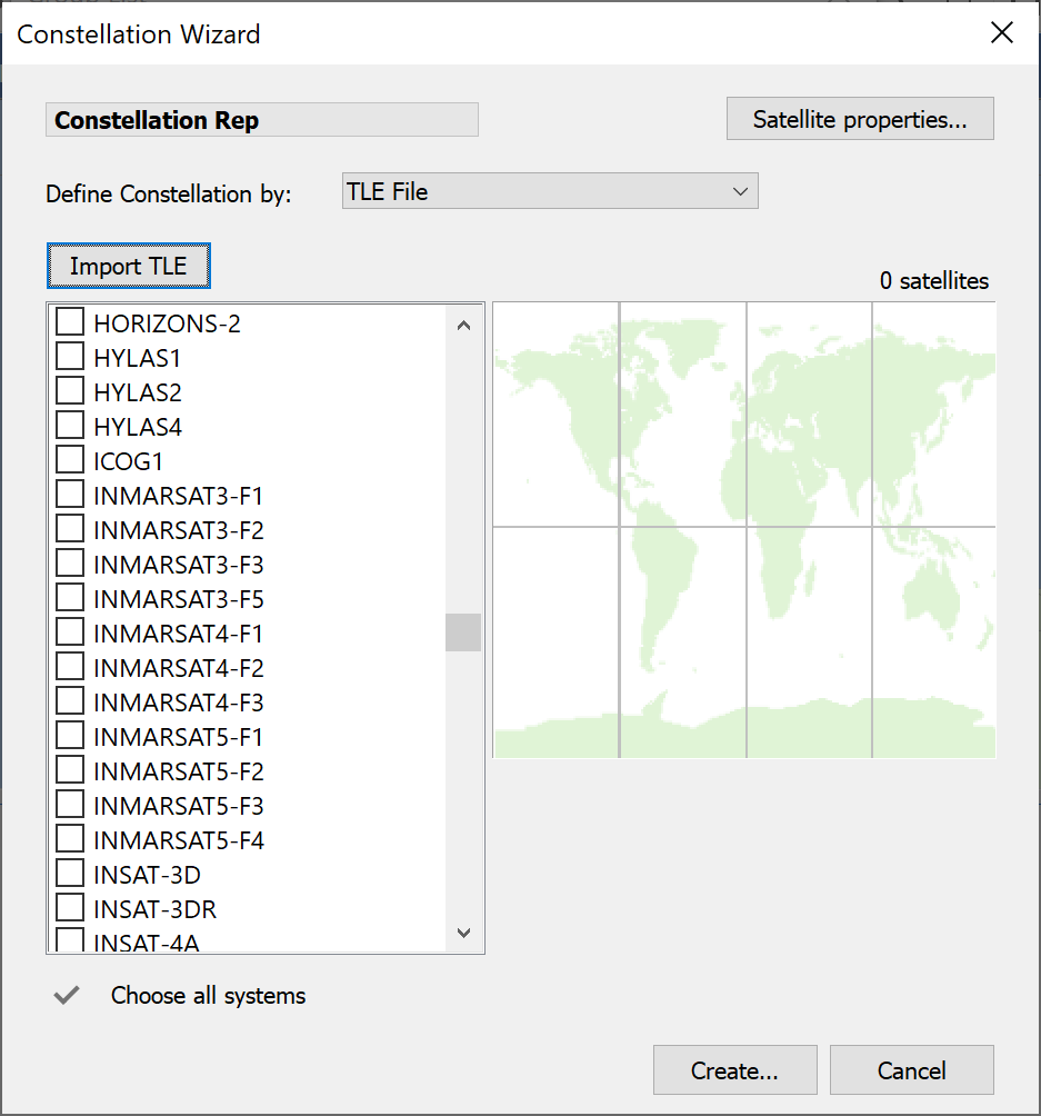 Selection of Satellites from TLE File