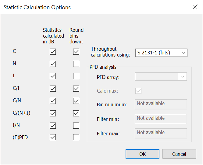 Statistic Calculation Options